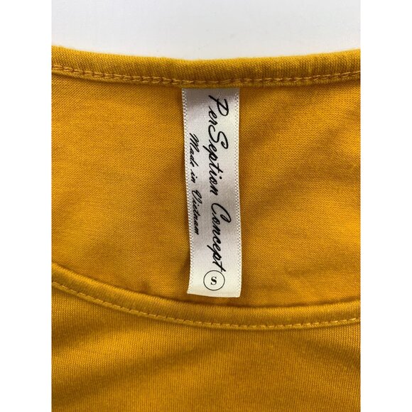 Per Seption Concept Women's S Mustard Knotted Top - Picture 2 of 3